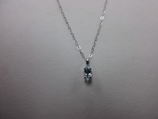 Child's natural aquamarine March birthstone pendant/necklace 14K white gold