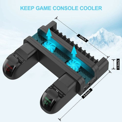 PS4/Pro/Slim Controller Charging Dock Station with Cooler Vertical Stand+Storage - Picture 4 of 6