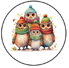 CHRISTMAS OWL FAMILY ENVELOPE SEALS LABELS STICKERS PARTY FAVORS