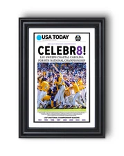 2025 LSU Tigers College World Series Champions “CELEBR8!” – Framed Newspaper