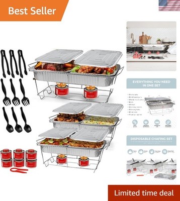 Large 33-Piece Disposable Buffet Set with Covers & Fuel   Ideal for Any Occasion