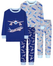 DAUGHTER QUEEN Boys Pajamas 4 Pieces Long Set 100 Cotton Sleepwear Size 18 M...