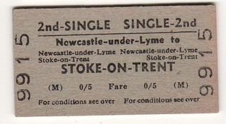 Railway Ticket BTC(M) Newcastle under Lyme Stoke on Trent 1964