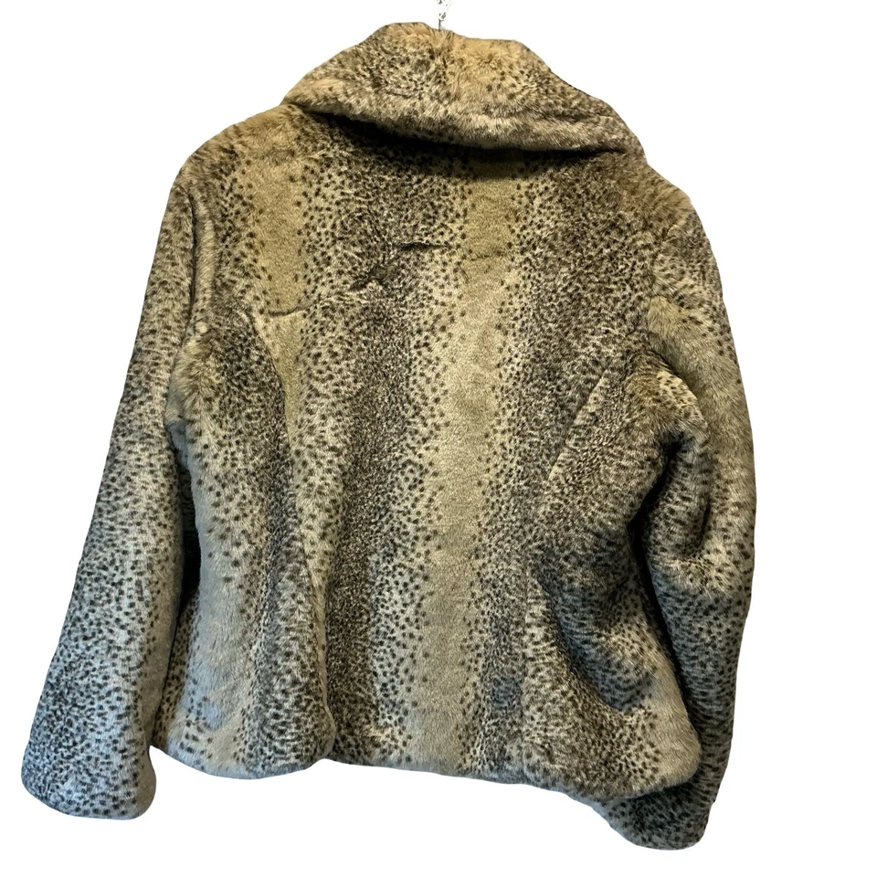 Mossimo Leopard Print Faux Fur Collar Coat Women 1X mob wife old money - Image 2 of 4