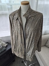 Chico s Women s Beige/Gray Animal Print Collared Snap Front Jacket, 3 size 16-18