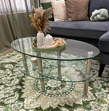 Clear Glass Console Table w/ Shelves, Silver Metal Legs and mirror,all together