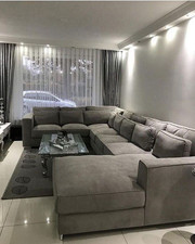 Modern U Shape Corner Sofa Full Back 8 Seater Custom Size & Fabric