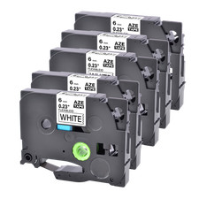 5PK Compatible with Brother P-Touch TZe FX211 White Flexible Label Tape 0.23"