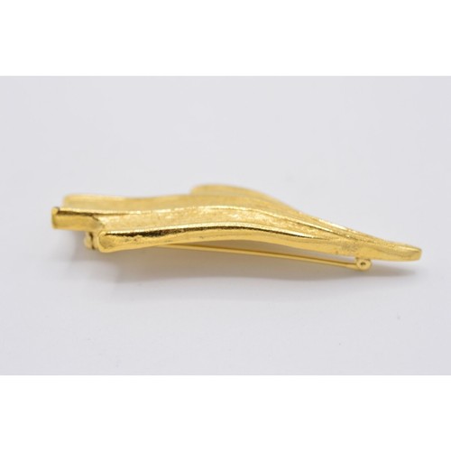 Vintage Bold Deco Pin Brooch Brushed Gold Abstract Textured Chunky 1980s Bin8 - 第 7/10 張圖片