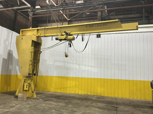 2 TON X 18' SPAN X 12' HIGH HOWE FREE STANDING JIB CRANE, WITH REMOTE CONTROL,