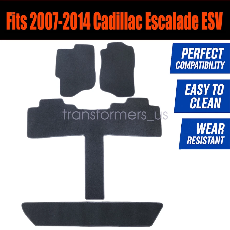 Alfombrillas de terciopelo delanteras y traseras antideslizantes para Cadillac Escalade 2007-2014 Foto 3 de 4