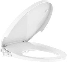 19" Elongated Bidet Toilet Seat Non-Electric Seat with Cleaning Dual Nozzles