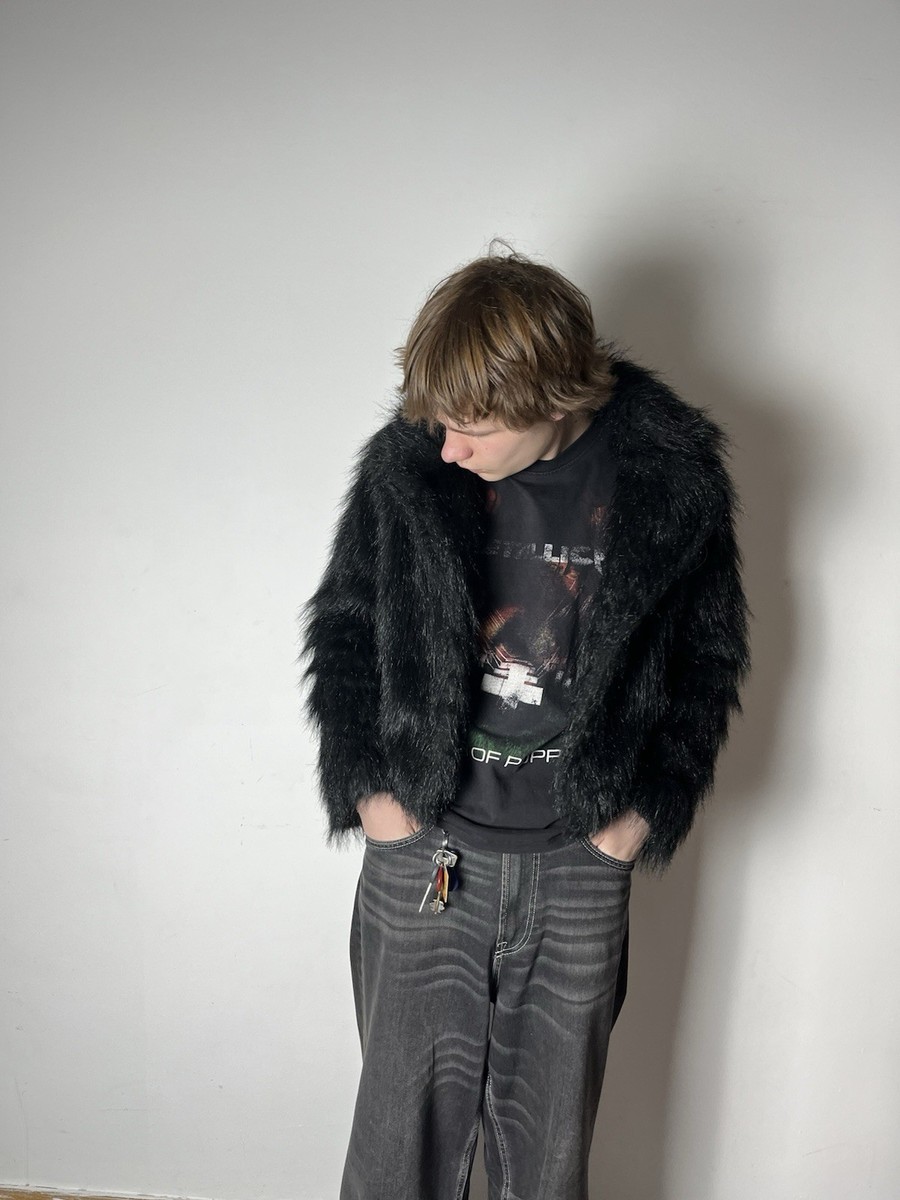 🔥FAUX FUR RICK OWENS IF SIX WAS NINE LGB VIBE CROPPED MOHAIR