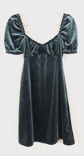 Urban Outfitters sz XS Fit & Flare Mini Dress green velvet velour stretch 4852