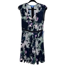 Simply Vera Vera Wang womens S cowl neck cap sleeves Acid Wash Print dress