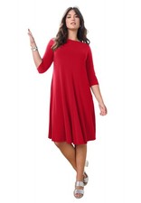 Roaman's Women's Plus Size Petite Plus Size 3/4 Sleeve Boatneck Swing Dress