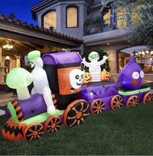 11 Ft. Halloween Inflatable Ghost Train with Mummies, Mushroom, & Onion Heads