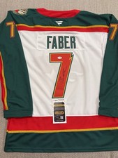 JSA COA BROCK FABER Signed Autographed Minnesota Wild Hockey Jersey USA