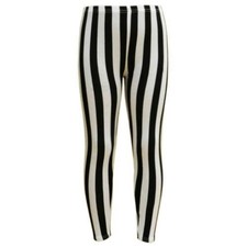 Girls Legging Kids Black  White Vertical Stripes Striped Fashion Leggings 7-1