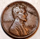 1941 D Lincoln Wheat Cent With Interesting Lamination Error Coin ~ F / VF