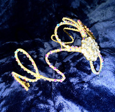Gold Clear Rhinestone Heart Adjustable Wire Metal Headband Hair Accessory