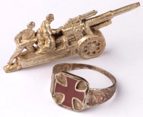 German artillery Ring WW2 Iron Cross Gun Germany WWII Wehrmacht Set Military art