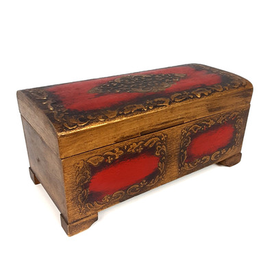 Vtg LADOR Japan Footed Wood Painted Musical Jewelry Box Lined Hinged Works