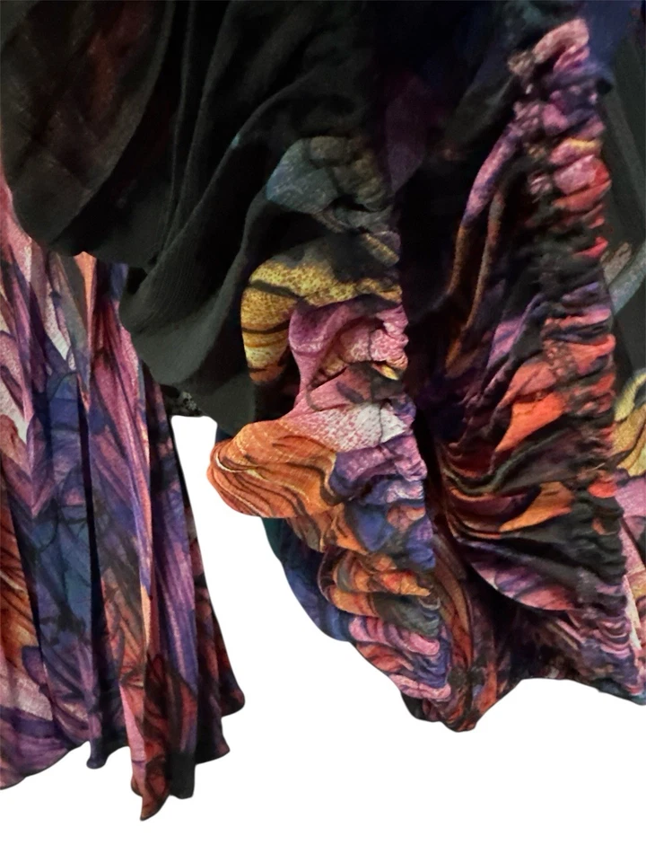 BLUSA VINTAGE PLISADA GLOBO CUENTAS MULTICOLOR ALBERTO MAKALI TALLA XL Foto 3 de 4