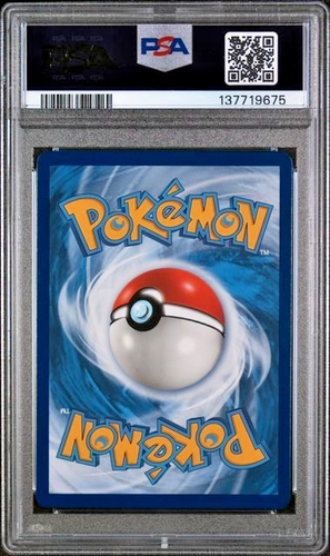 2018 Pokémon Sun & Moon Reshiram GX dragon majesty full art 71/70 PSA 8, white Reshiram with silver ball on blue-whirl background.