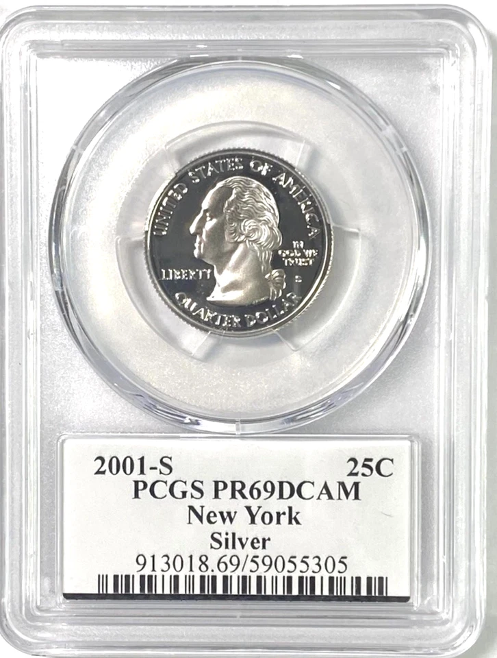 ✅ 2001-S New York 90% SILVER Washington Quarter ~ PCGS PR69DCAM State Flag Label - Image 2 of 2