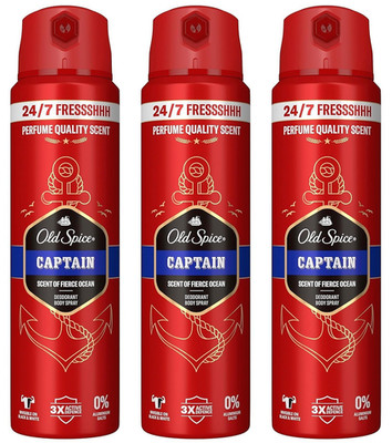 Old Spice CAPTAIN Deo Spray Deodorant Bodyspray Duft in Parfümqualität 3x 150ml