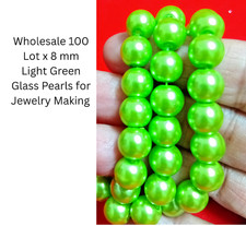 100 x 8mm Round Light Green Color Glass Pearls Beads for DIY Jewelry Craft Beads