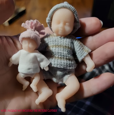 COSDOLL Mini Silicone Reborn Baby 1.9-3.9 Inch Lifelike Newborn DIY Craft Toys