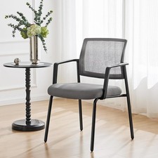 Mesh Back Stacking Arm Chairs 1 Pack Upholstered Fabric Stack Chairs Sturdy