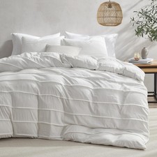 Oli Anderson White Duvet Cover King Size - Pleated King Duvet Cover, 3PCS Sof...