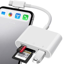 SD Card Reader for iPhone, SD Card Adapter with Lightening  USB C Dual Conne...