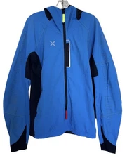 Montura Alp Anorak Jacket Size XL Blue Black Hooded Zip Pocket 3/4 Zip
