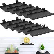 10 Pcs 6 Pcs Slatwall Shelves, 10X4.3 Inch Metal Slat Wall Shelf Accessories, He