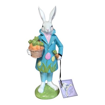 Tophat & Tail Easter Bunny Holding Carrots Tulips on Jacket Pastel 12.5  NWT 