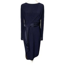 NWT Lauren Ralph Lauren Womens 6 Navy Long Sleeve Cocktail Career Midi Dress