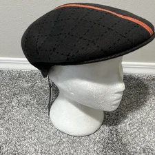 NEW KANGOL SAFETY  STRIPE  504 CAP HAT Size Med Brown Orange NEWSBOY CABBIE Y2K