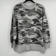 Aerie Womens Grey Camouflage Oversized Crew Neck Sweatshirt Size S Small