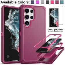 For Samsung Galaxy S22 Ultra/Plus/S22 5G Case Rugged Shockproof  Tempered Glass