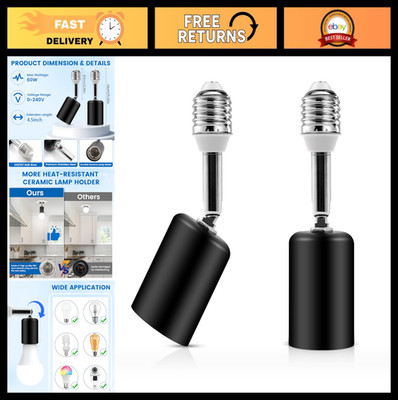 Heat-Resistant E26/E27 Ceramic Light Socket Extender Adapter, 4.5'' Adjustable, M