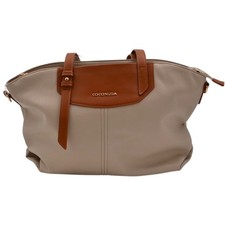Borsa firmata shopping coconuda donna morbida a spalla con tracolla beige e cuoi