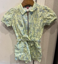 Vince Camuto Green Floral Belted Romper Girls Toddler Size 4