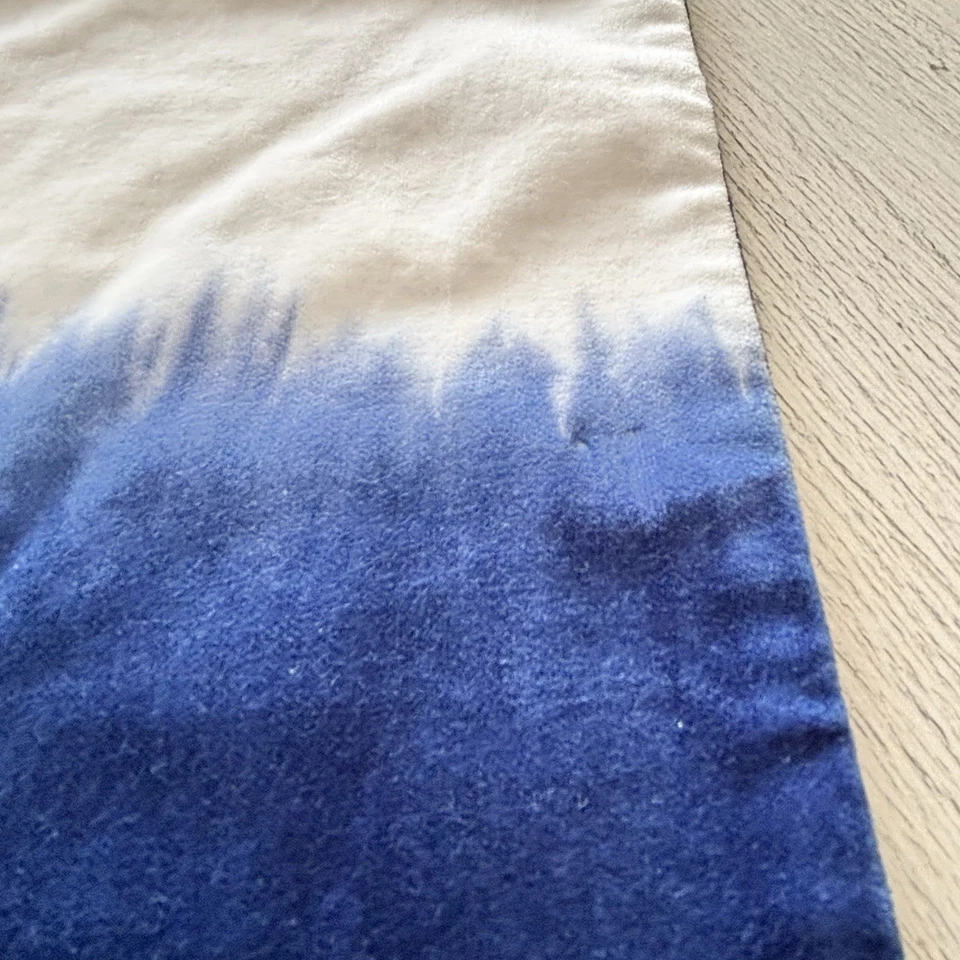 New POTTERY BARN TEEN Blue White Dip Dyed Velvet Square Pillow Cover 18” X 18” - Image 4 of 4