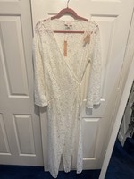NWT Dancing Leopard White Lace Wrap Maxi Dress Size 12 Boho Wedding Party New