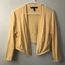 White House Black Market Ribbed Shrug Open Cardigan Yellow Size Large