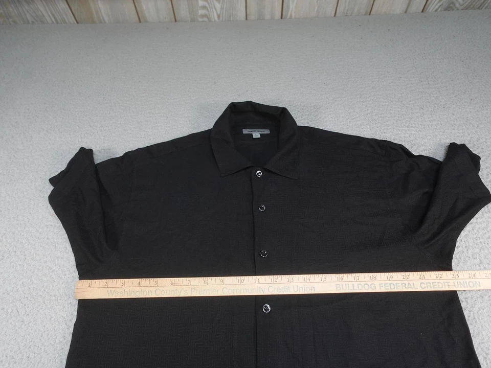 Camisa de seda para hombre grande negra manga corta abotonada Johnston & Murphy Foto 4 de 4